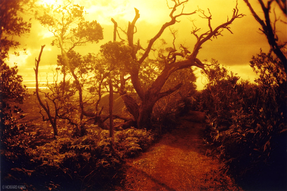 Mount Olympus in red negative.