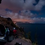 View while rock climbing at the Makapuu Crag at night
