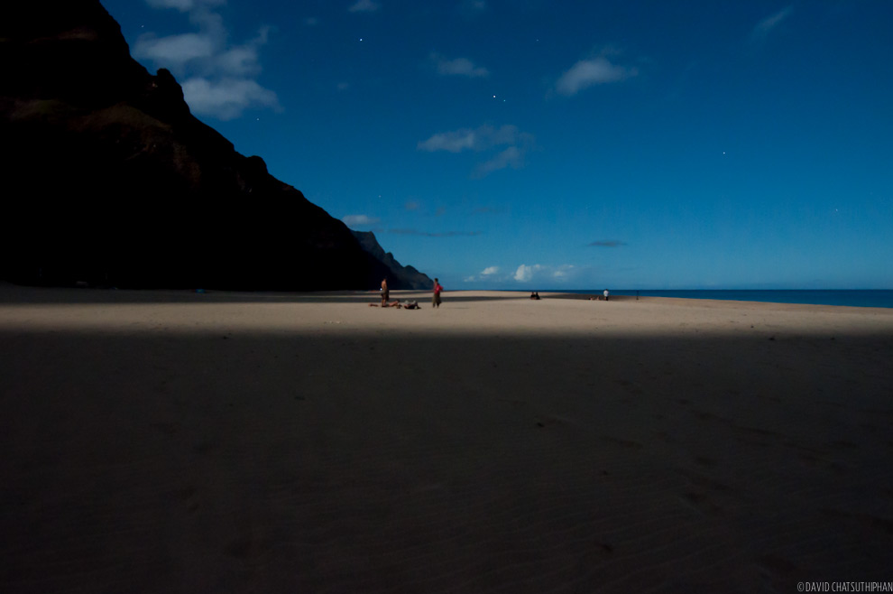 Kalalau, Kauai, at night.