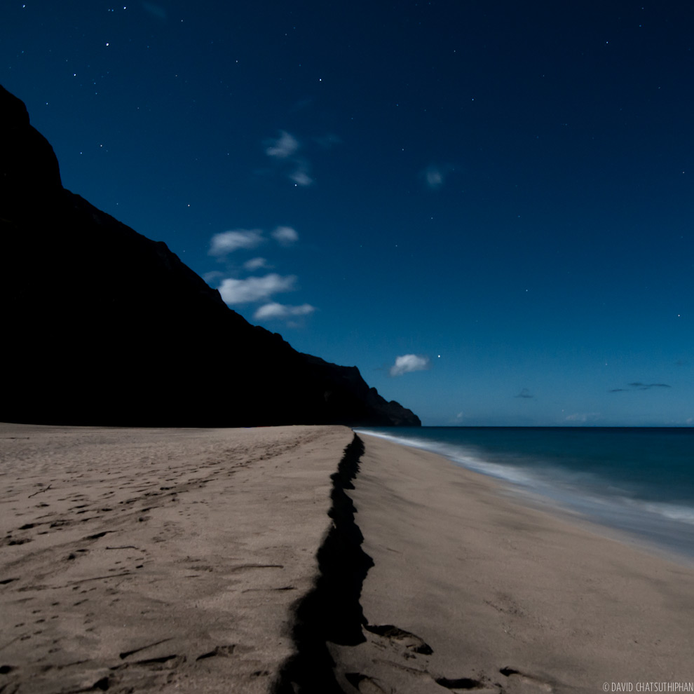 Kalalau, Kauai, at night.