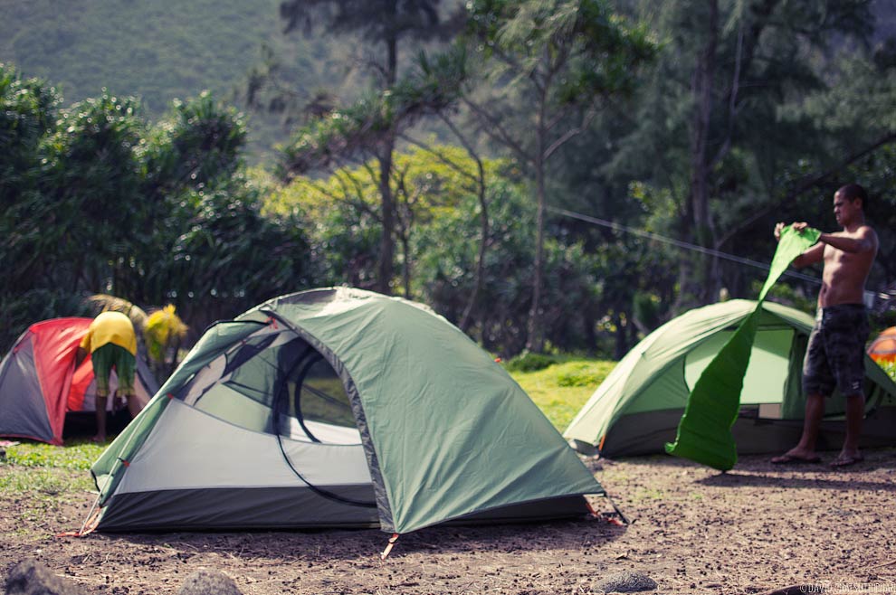 Tents in Waimanu Valley