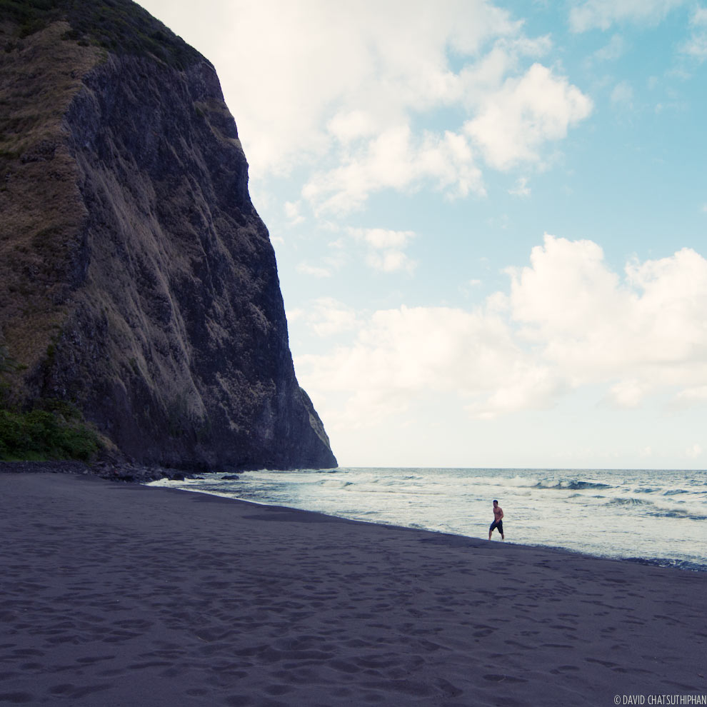 Waimanu Valley Black Sand Beach