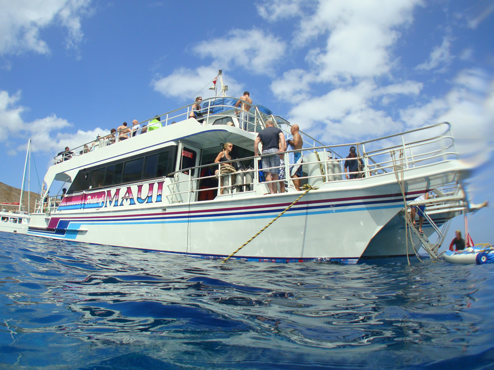 The Pride of Maui Molokini snorkeling tour boat.