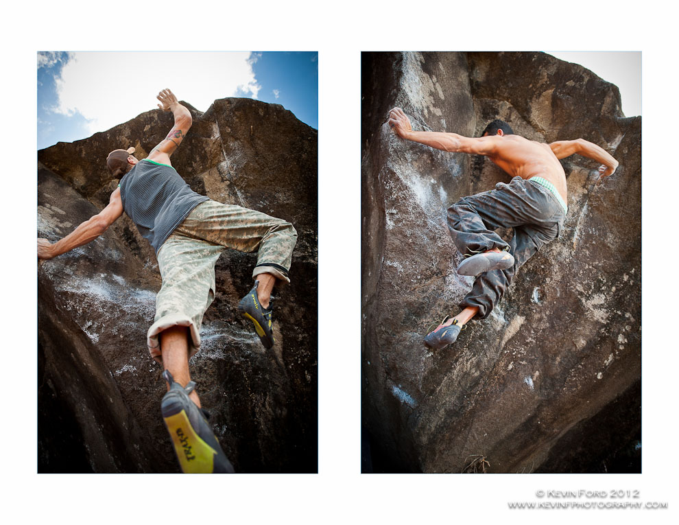 Justin Ridgely and Matt Lutey bouldering in Hawaii
