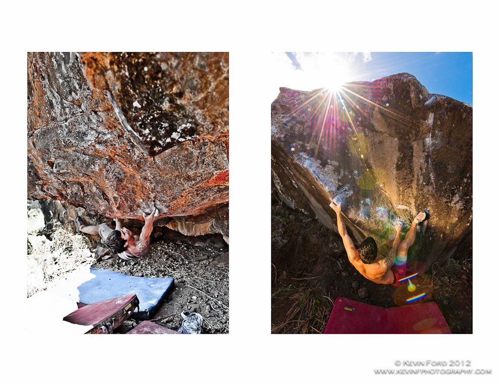 Hiro Watanabe rock climbing in Hawaii