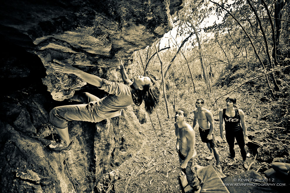 Nancy Nguyen bouldering in Hawaii