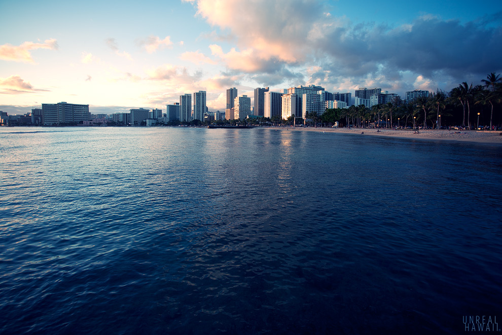 View of Waikiki from the jetty on Queen's Surf Beach