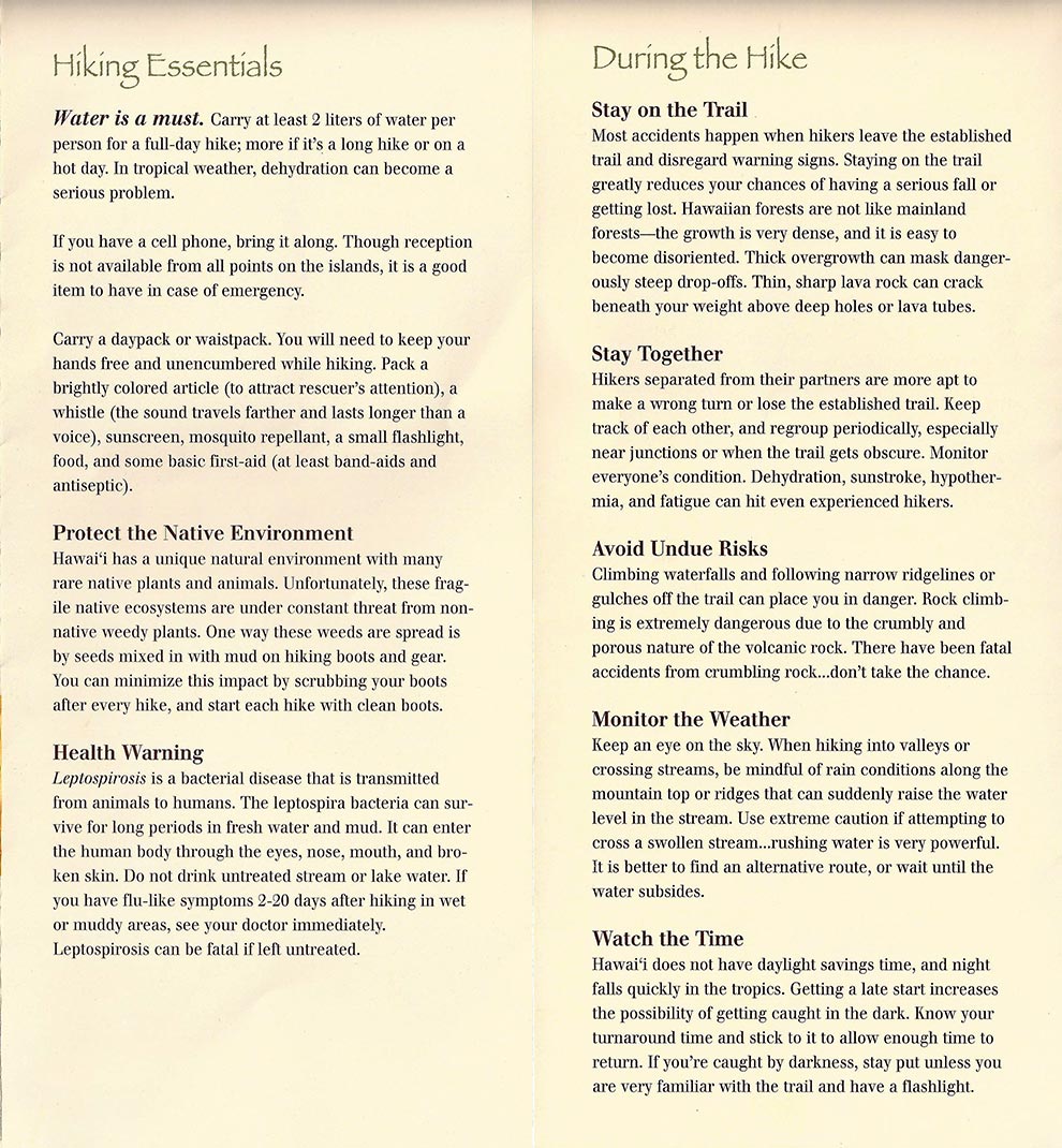 Hiking in Hawaii Safety Brochure - Page 3