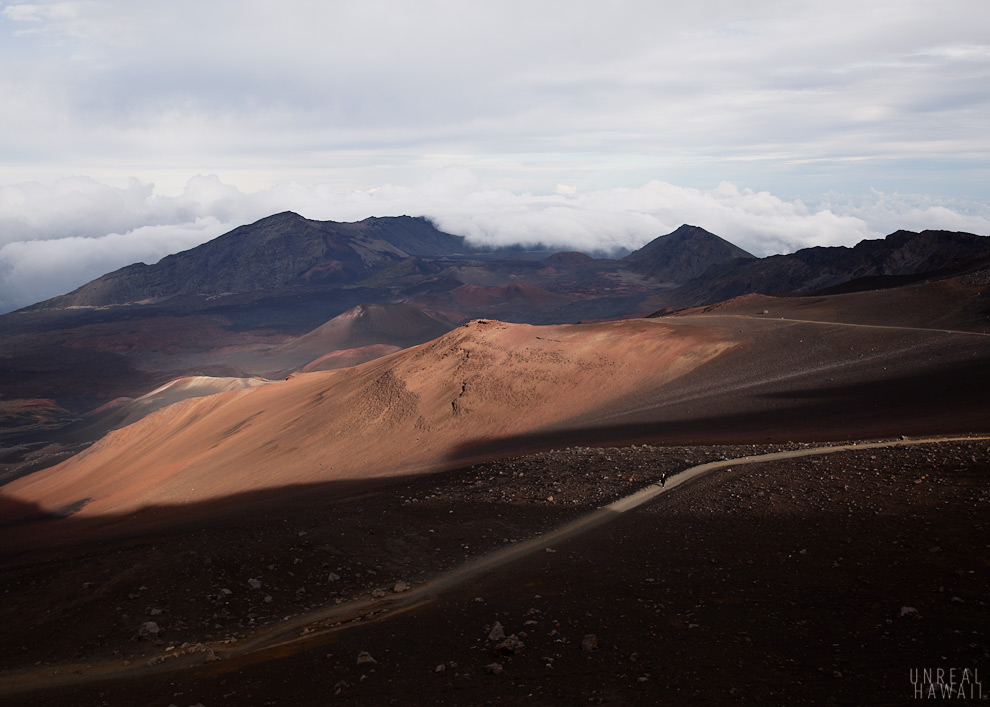 The Sliding Sands hiking trail inside Haleakala Crater, Maui, Hawaii