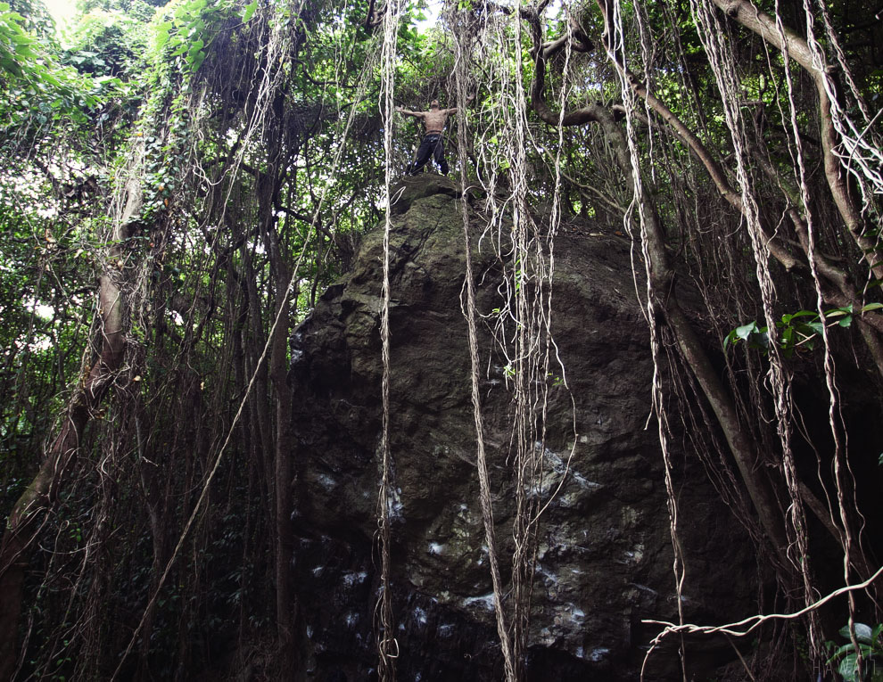 A high-ball ouldering location in Hawaii