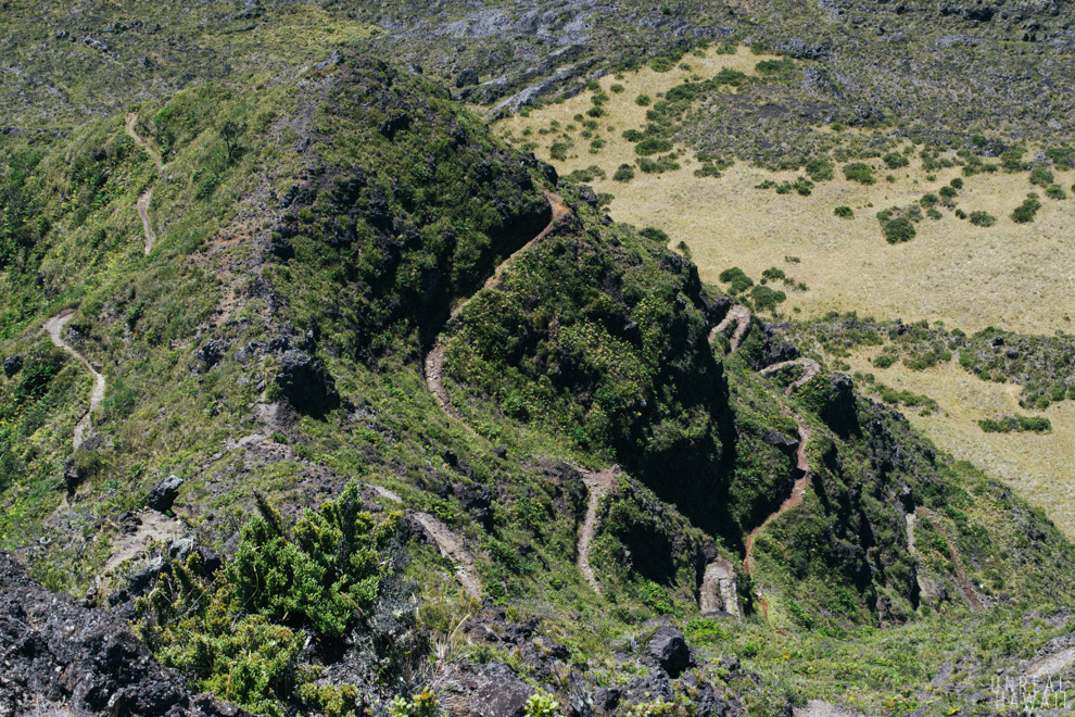 Switchbacks of Halemau'u Trail in Haleakala, Maui