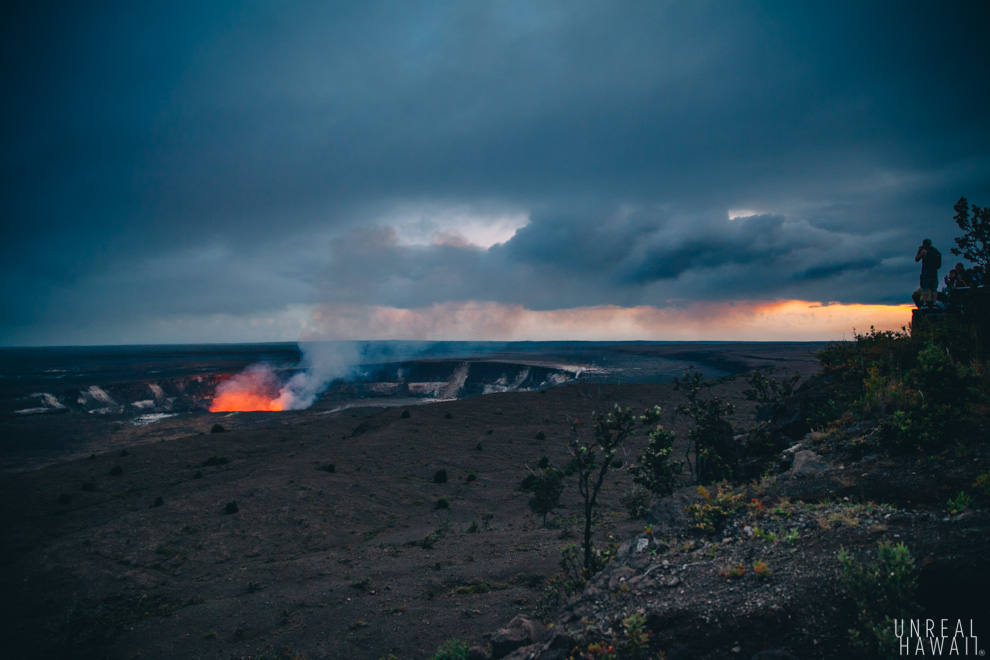 The glow of Halemaumau at dusk at Hawaii Volcanoes National Park