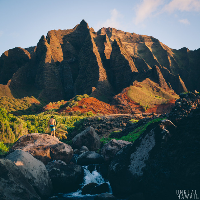 Kalalau Cliffs and Kalalau Stream, Kauai, Hawaii