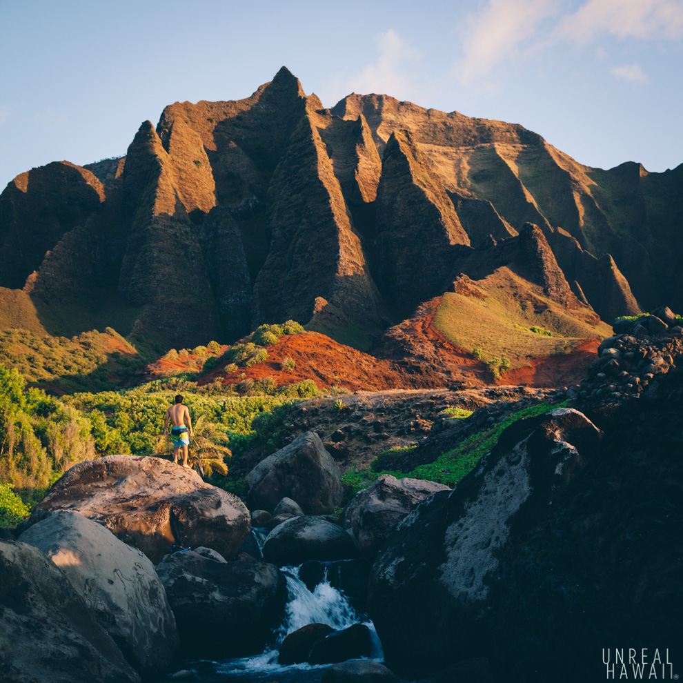 Kalalau Beach and Kalalau Stream in Kauai, Hawaii