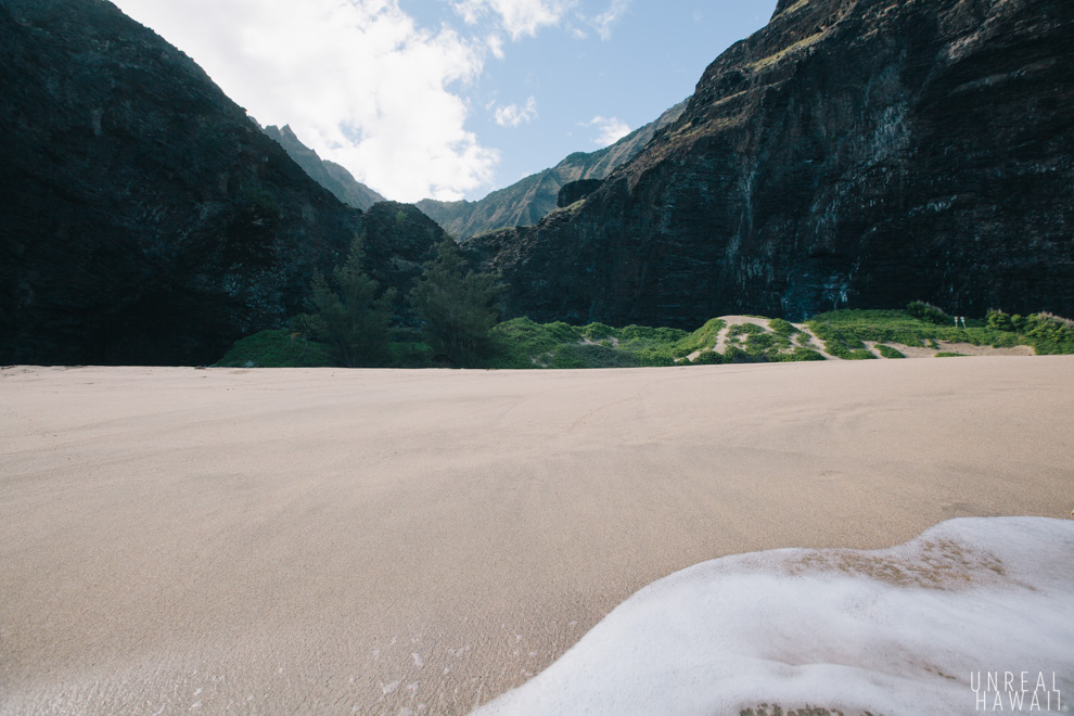 Looking back into Honopu Valley from the beach. Kauai, Hawaii