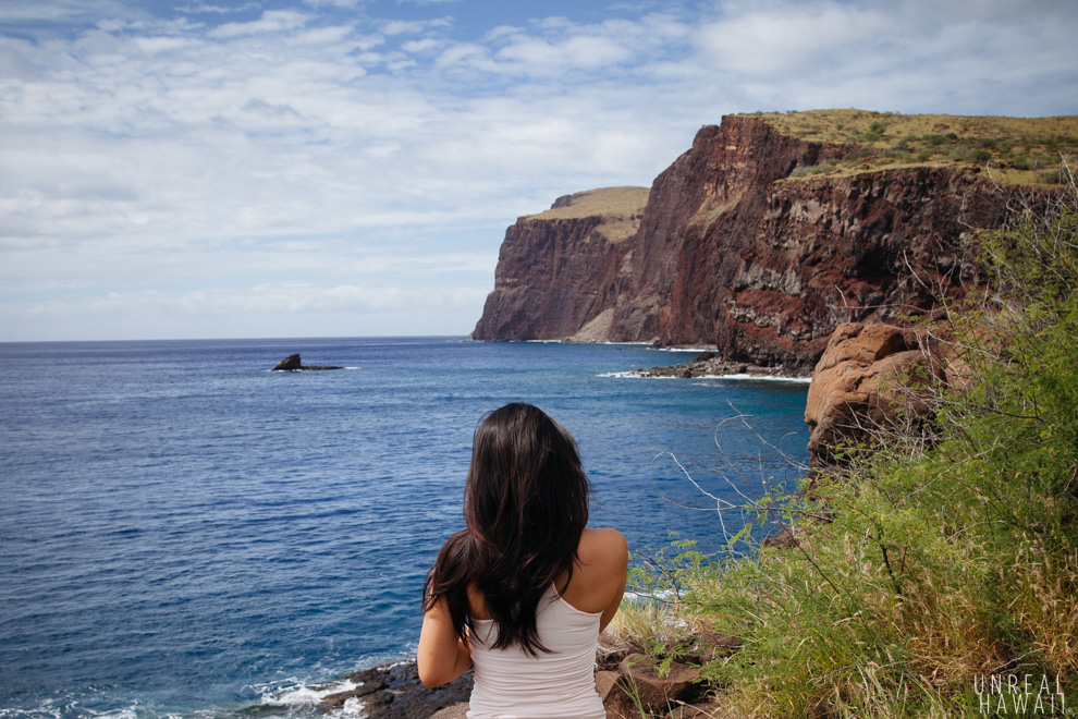 View of the Lanai sea cliffs from Kaunolu.