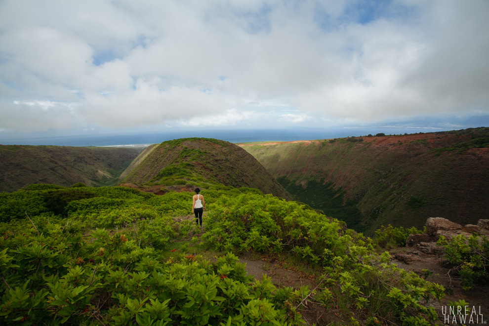 The view of Maui, Molokai and a couple of gulches on Lanai at the end of the Koloiki Trail.